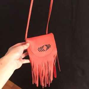 Free People leather tribal fringe crossbody bag